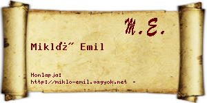 Mikló Emil névjegykártya