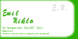 emil miklo business card